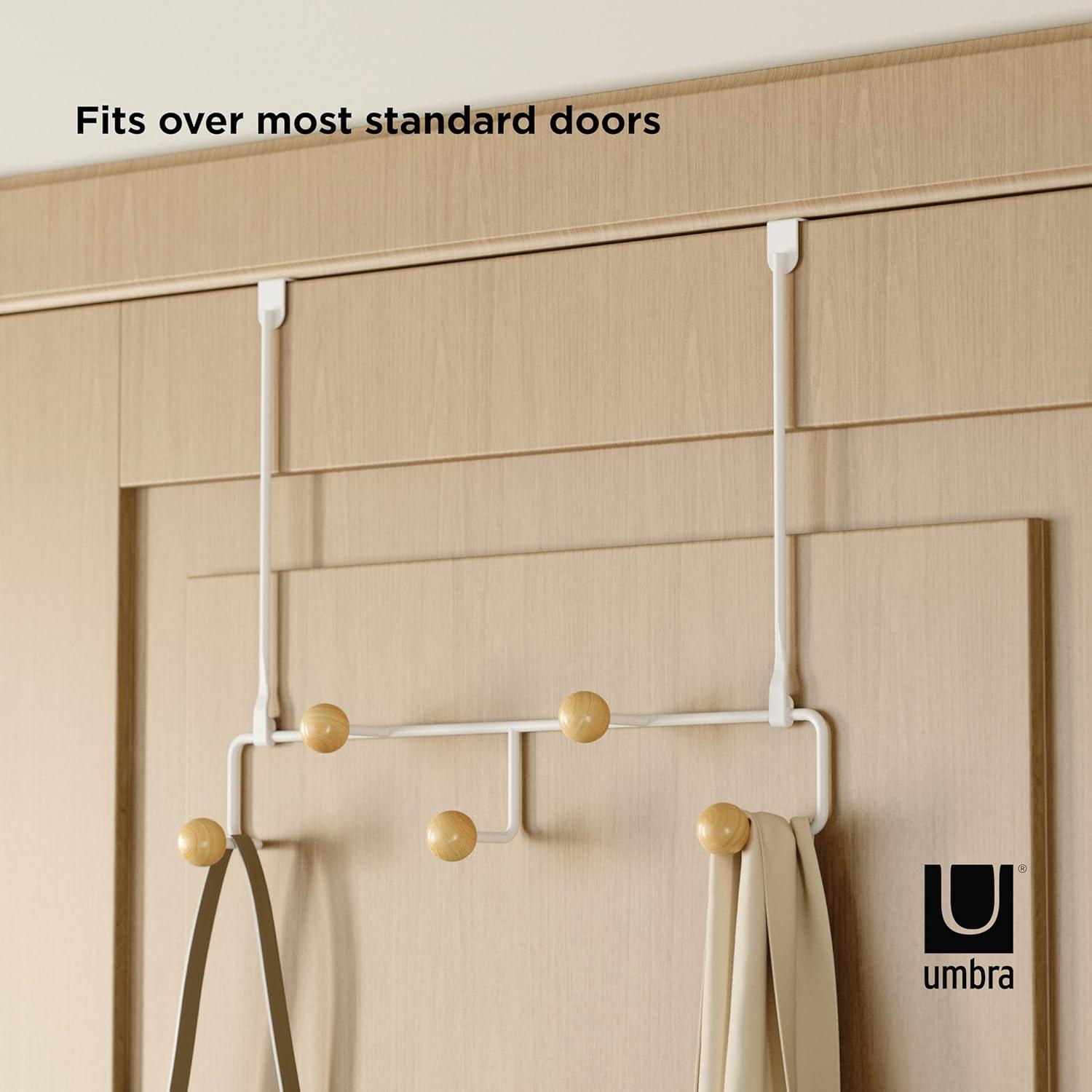image:imageUmbra Estique Over The Door Coat Rack amp MultiUse Organizer for Coats Bags Hats amp More WhiteNaturalWhiteNatural