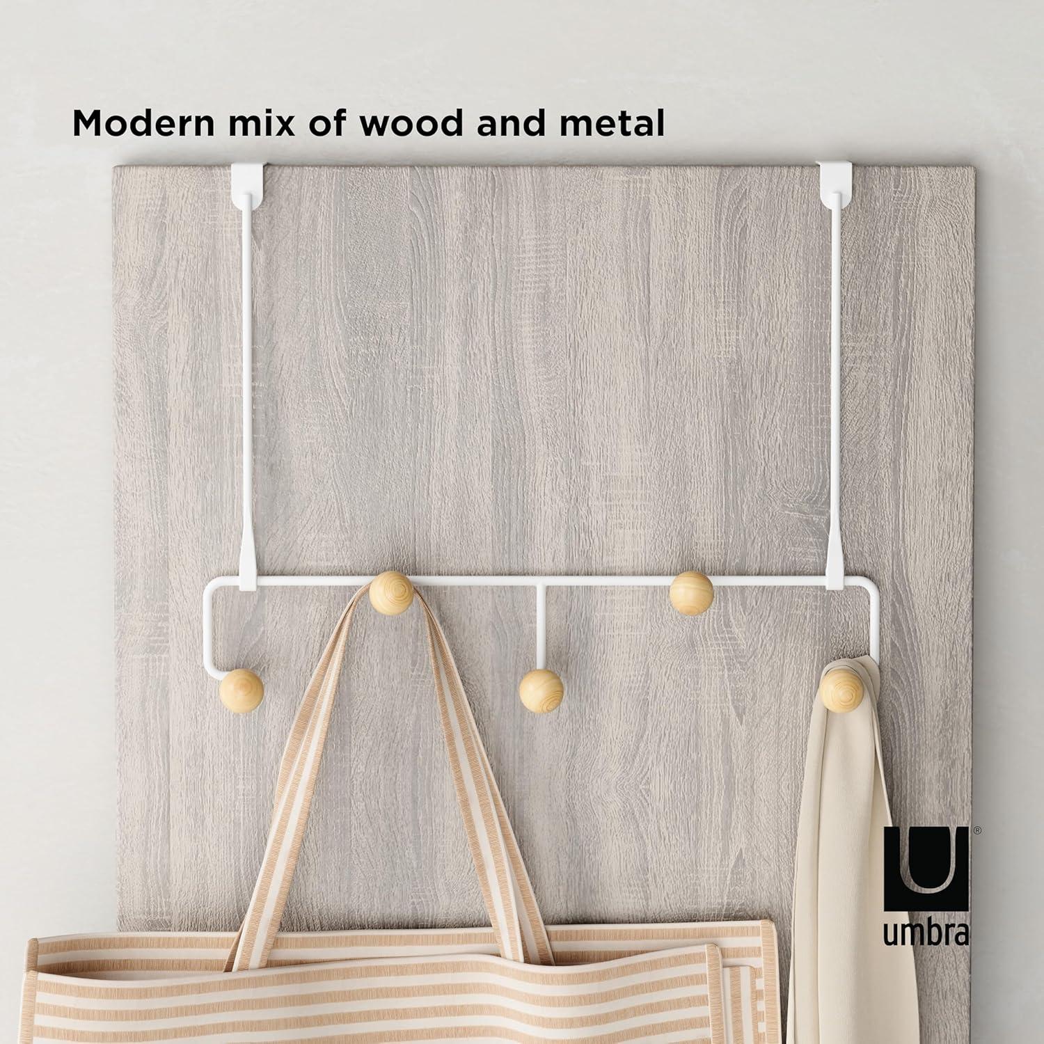 image:imageUmbra Estique Over The Door Coat Rack amp MultiUse Organizer for Coats Bags Hats amp More WhiteNaturalWhiteNatural