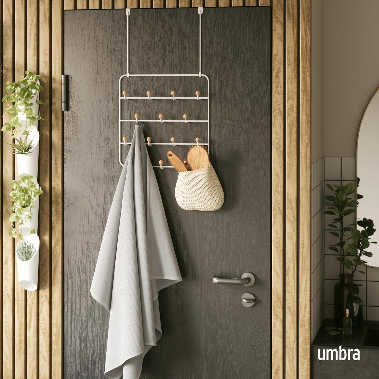 image:imageUmbra Estique Over The Door Coat Rack amp MultiUse Organizer for Coats Bags Hats amp More WhiteNaturalWhiteNatural