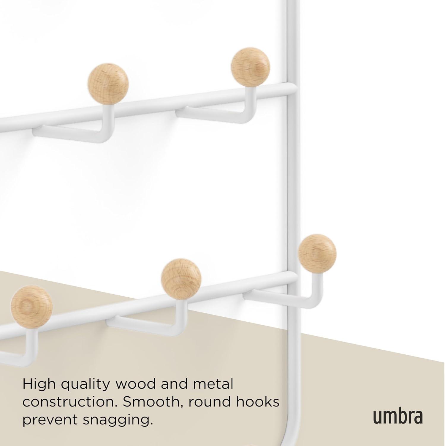 image:imageUmbra Estique Over The Door Coat Rack amp MultiUse Organizer for Coats Bags Hats amp More WhiteNaturalWhiteNatural