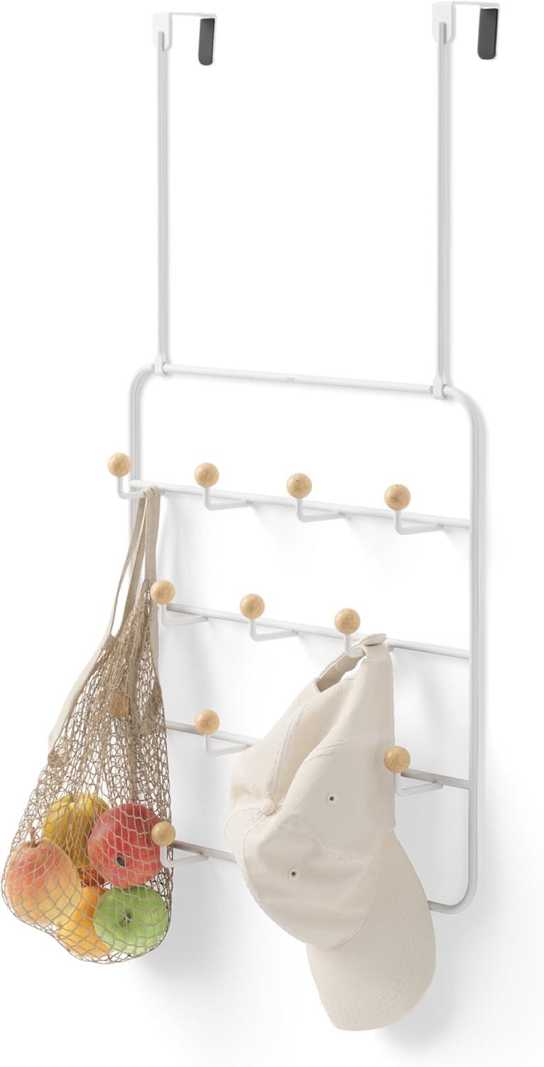image:imageUmbra Estique Over The Door Coat Rack amp MultiUse Organizer for Coats Bags Hats amp More WhiteNaturalWhiteNatural