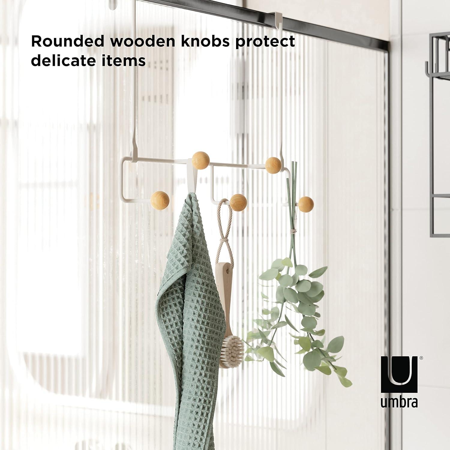 image:imageUmbra Estique Over The Door Coat Rack amp MultiUse Organizer for Coats Bags Hats amp More WhiteNaturalWhiteNatural