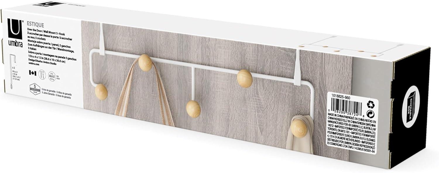 image:imageUmbra Estique Over The Door Coat Rack amp MultiUse Organizer for Coats Bags Hats amp More WhiteNaturalWhiteNatural