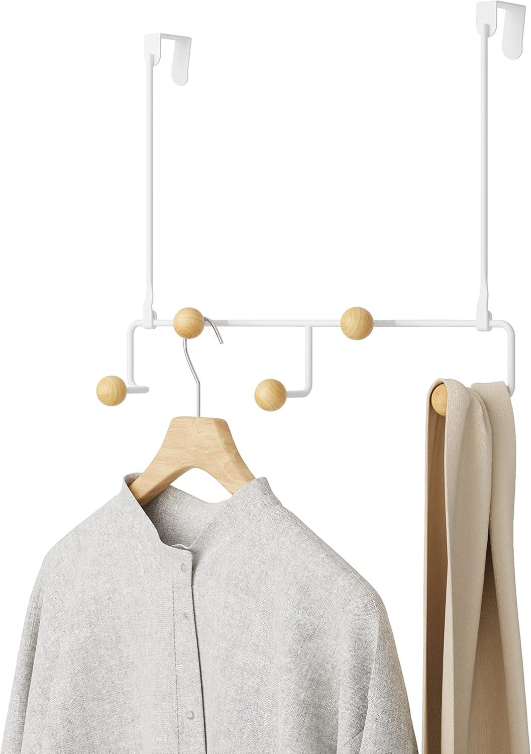image:imageUmbra Estique Over The Door Coat Rack amp MultiUse Organizer for Coats Bags Hats amp More WhiteNaturalWhiteNatural