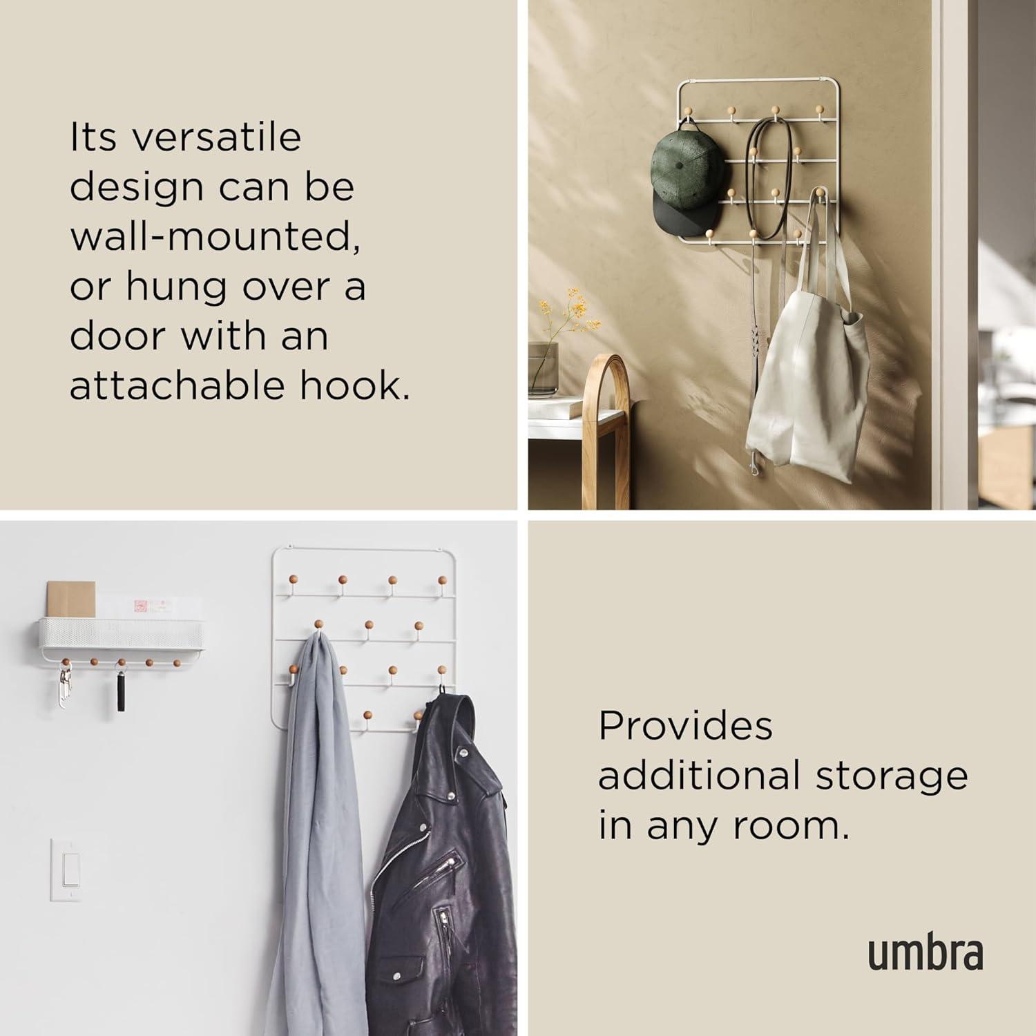 image:imageUmbra Estique Over The Door Coat Rack amp MultiUse Organizer for Coats Bags Hats amp More WhiteNaturalWhiteNatural