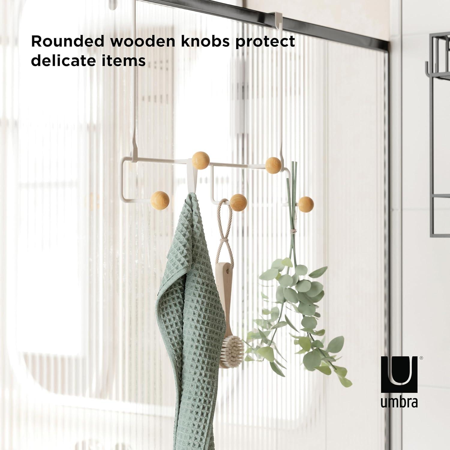 image:imageUmbra Estique Over The Door Coat Rack amp MultiUse Organizer for Coats Bags Hats amp More WhiteNaturalWhiteNatural