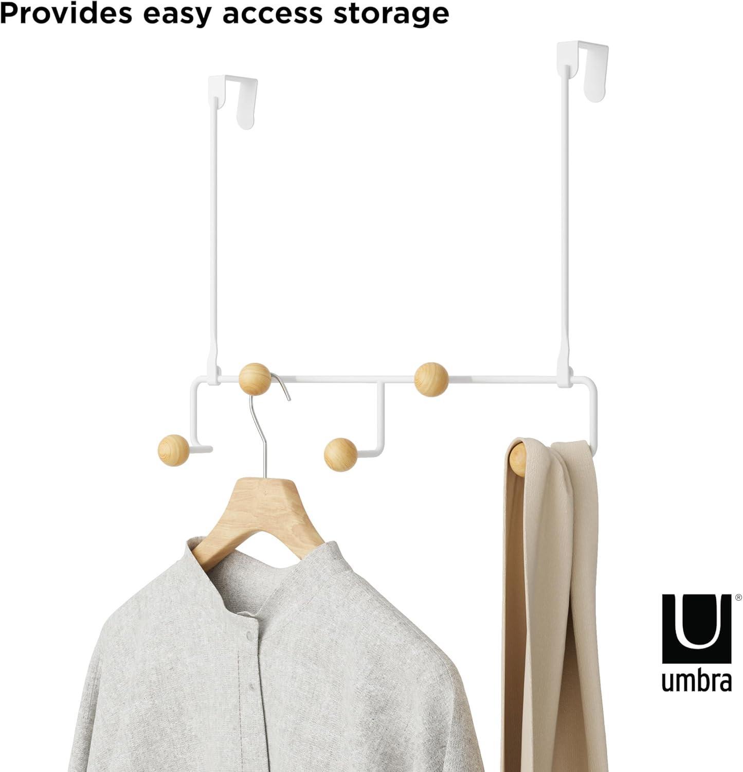 image:imageUmbra Estique Over The Door Coat Rack amp MultiUse Organizer for Coats Bags Hats amp More WhiteNaturalWhiteNatural