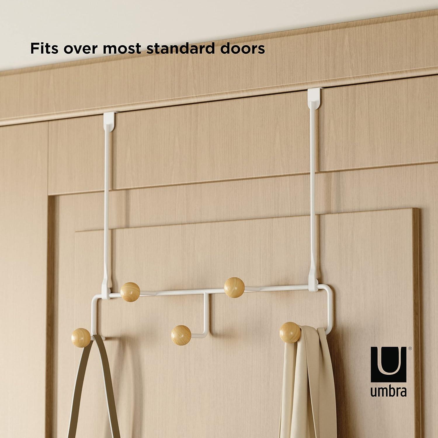 image:imageUmbra Estique Over The Door Coat Rack amp MultiUse Organizer for Coats Bags Hats amp More WhiteNaturalWhiteNatural