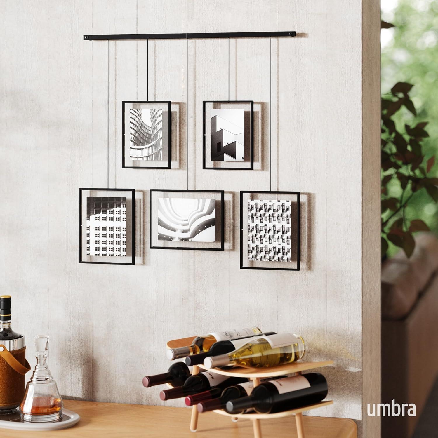 image:imageUmbra Exhibit Picture Frame Gallery Set Adjustable Collage Display for 3 Photos Prints Artwork and More Holds two 4x6 and one 5x7 Photos BlackBlack