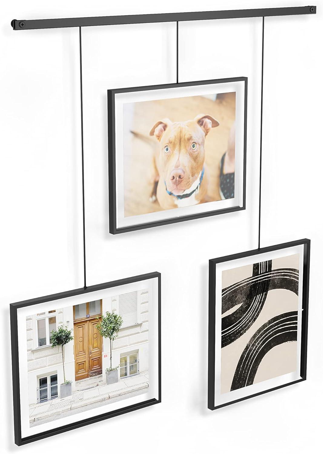image:imageUmbra Exhibit Picture Frame Gallery Set Adjustable Collage Display for 3 Photos Prints Artwork and More Holds two 4x6 and one 5x7 Photos BlackBlack