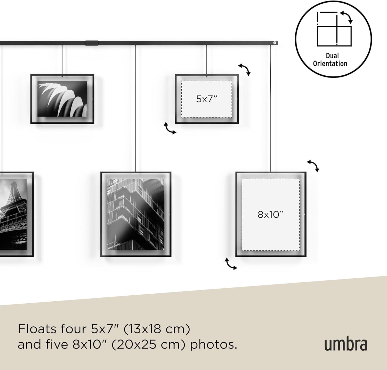 image:imageUmbra Exhibit Picture Frame Gallery Set Adjustable Collage Display for 3 Photos Prints Artwork and More Holds two 4x6 and one 5x7 Photos BlackBlack