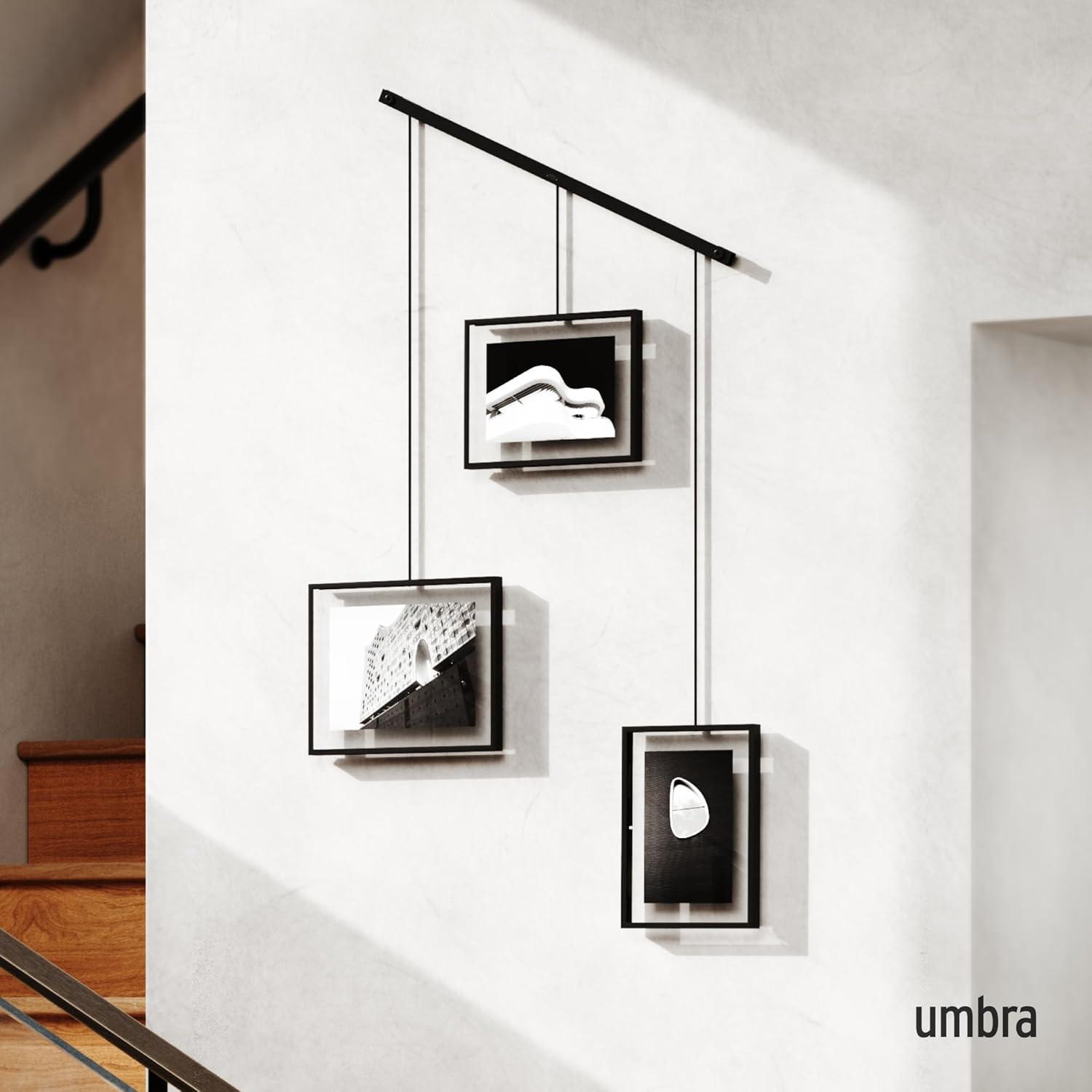 image:imageUmbra Exhibit Picture Frame Gallery Set Adjustable Collage Display for 3 Photos Prints Artwork and More Holds two 4x6 and one 5x7 Photos BlackBlack