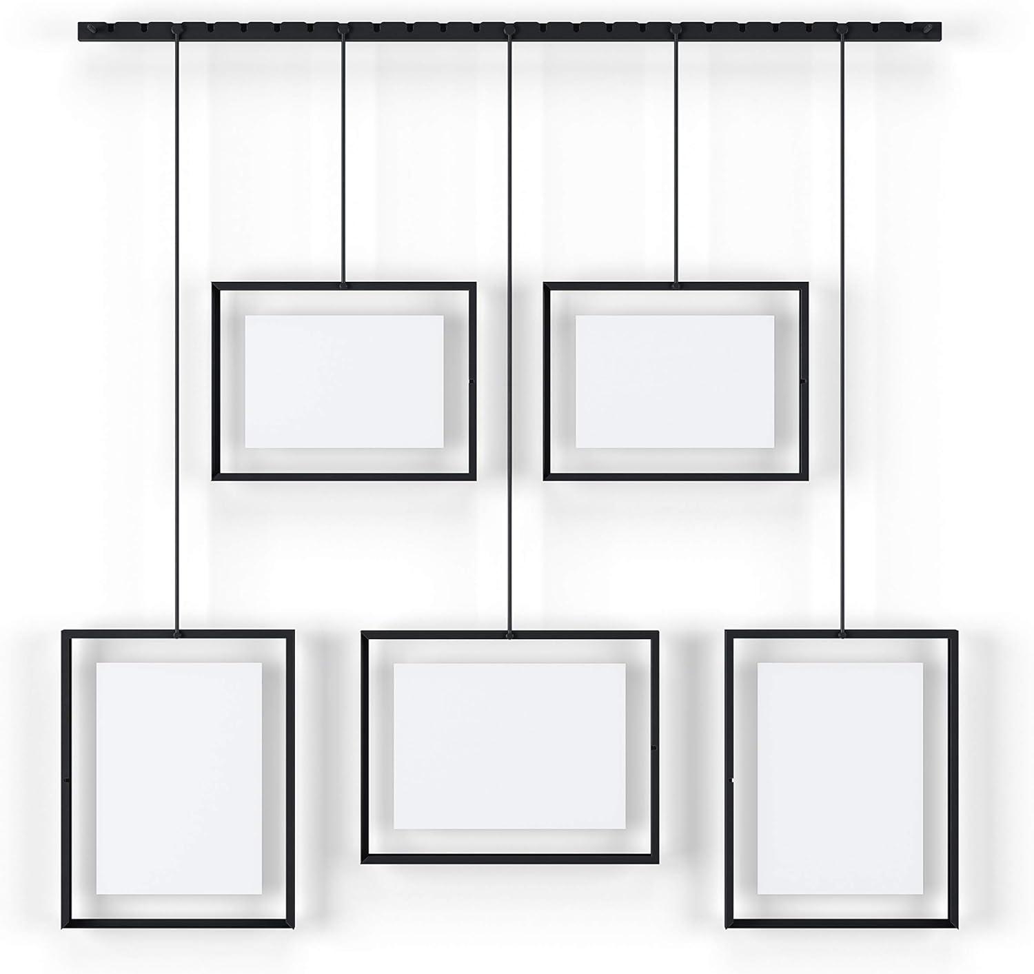 image:imageUmbra Exhibit Picture Frame Gallery Set Adjustable Collage Display for 3 Photos Prints Artwork and More Holds two 4x6 and one 5x7 Photos BlackBlack