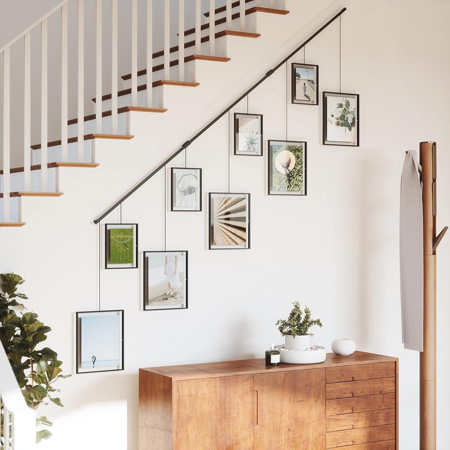 image:imageUmbra Exhibit Picture Frame Gallery Set Adjustable Collage Display for 3 Photos Prints Artwork and More Holds two 4x6 and one 5x7 Photos BlackBlack
