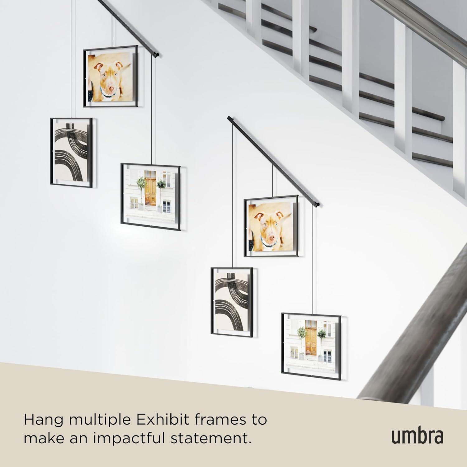 image:imageUmbra Exhibit Picture Frame Gallery Set Adjustable Collage Display for 3 Photos Prints Artwork and More Holds two 4x6 and one 5x7 Photos BlackBlack