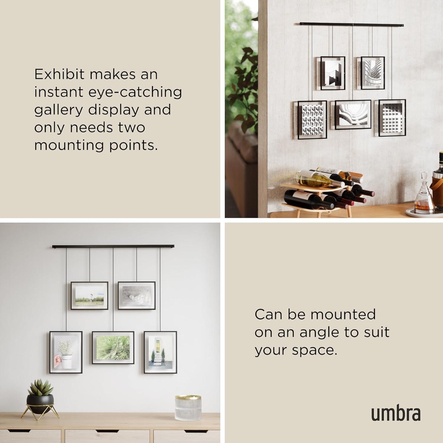image:imageUmbra Exhibit Picture Frame Gallery Set Adjustable Collage Display for 3 Photos Prints Artwork and More Holds two 4x6 and one 5x7 Photos BlackBlack
