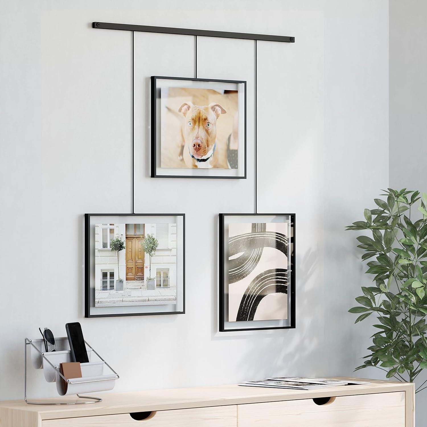 image:imageUmbra Exhibit Picture Frame Gallery Set Adjustable Collage Display for 3 Photos Prints Artwork and More Holds two 4x6 and one 5x7 Photos BlackBlack