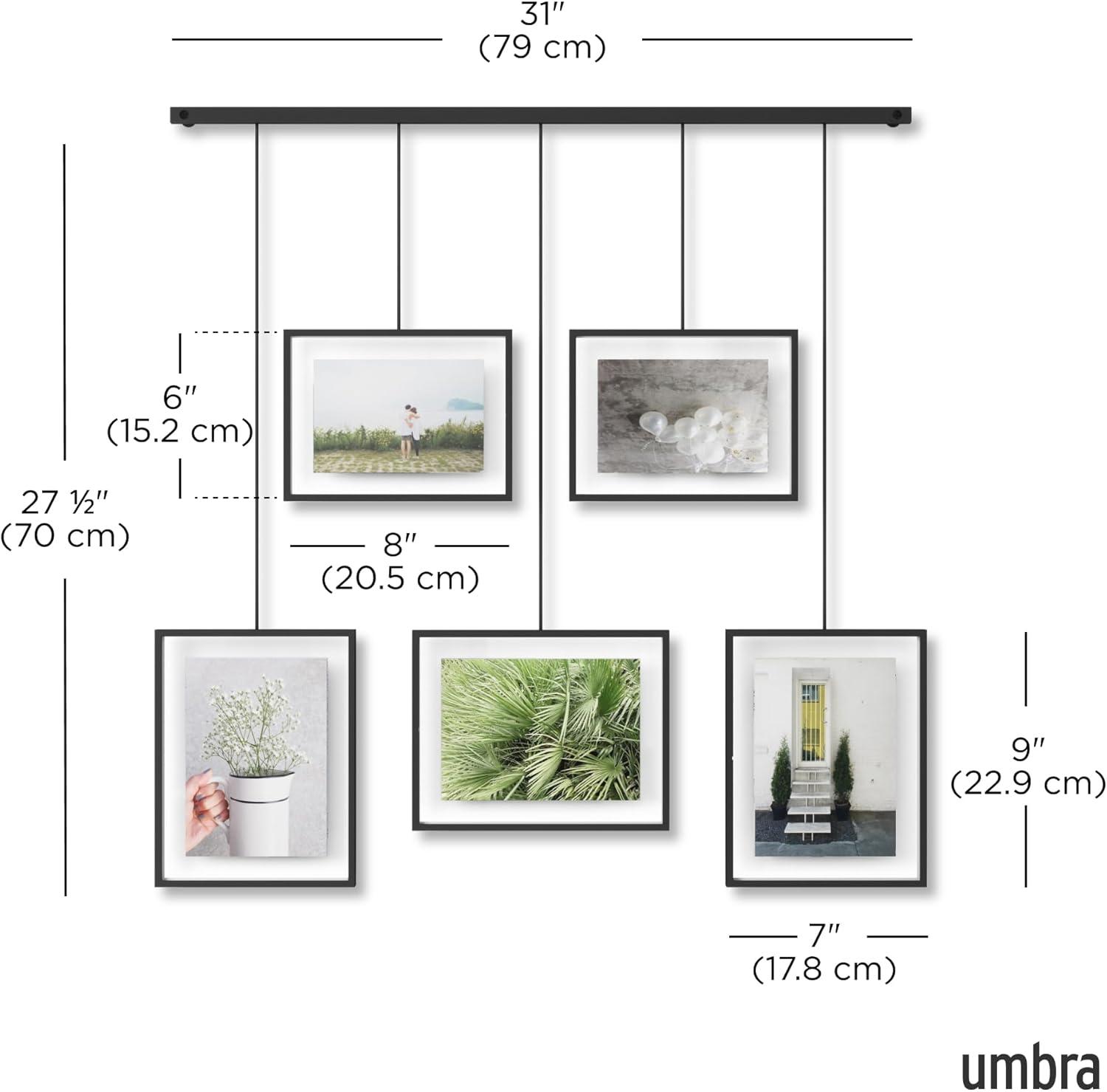 image:imageUmbra Exhibit Picture Frame Gallery Set Adjustable Collage Display for 3 Photos Prints Artwork and More Holds two 4x6 and one 5x7 Photos BlackBlack