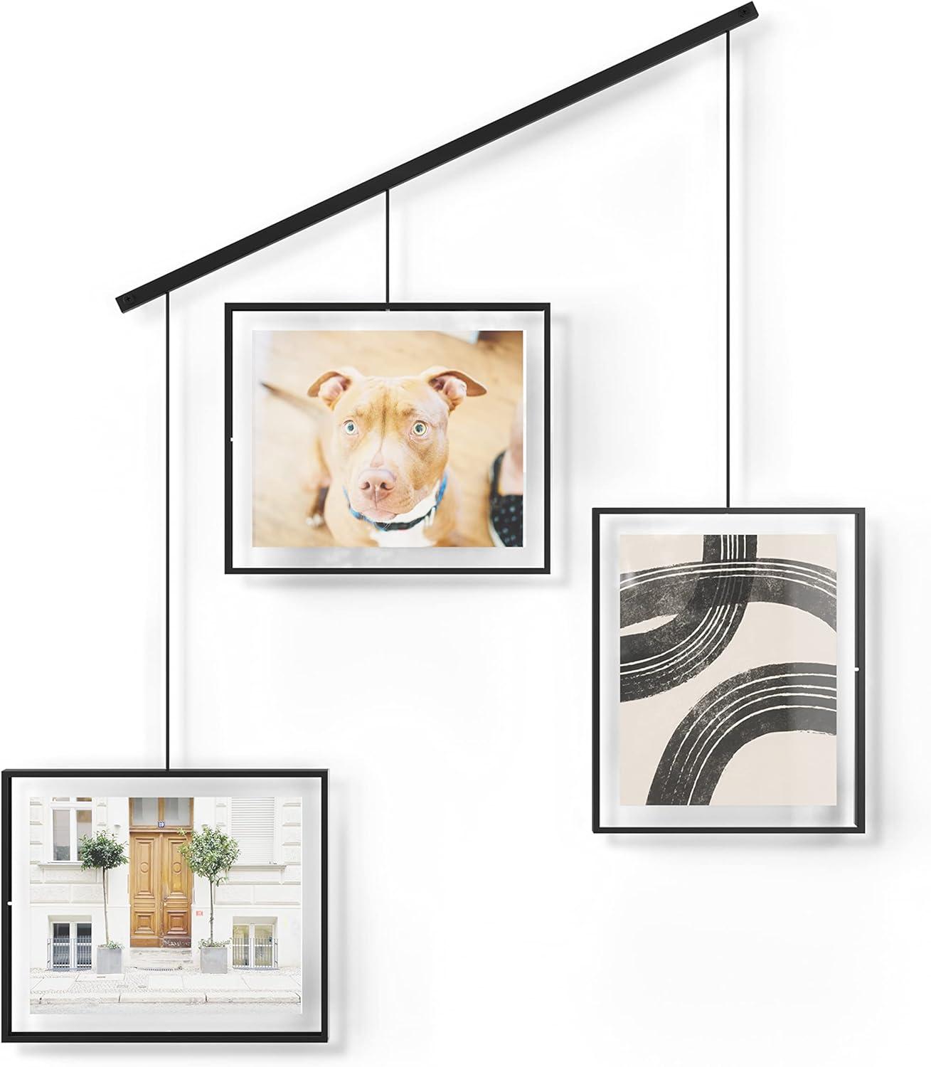 image:imageUmbra Exhibit Picture Frame Gallery Set Adjustable Collage Display for 3 Photos Prints Artwork and More Holds two 4x6 and one 5x7 Photos BlackBlack