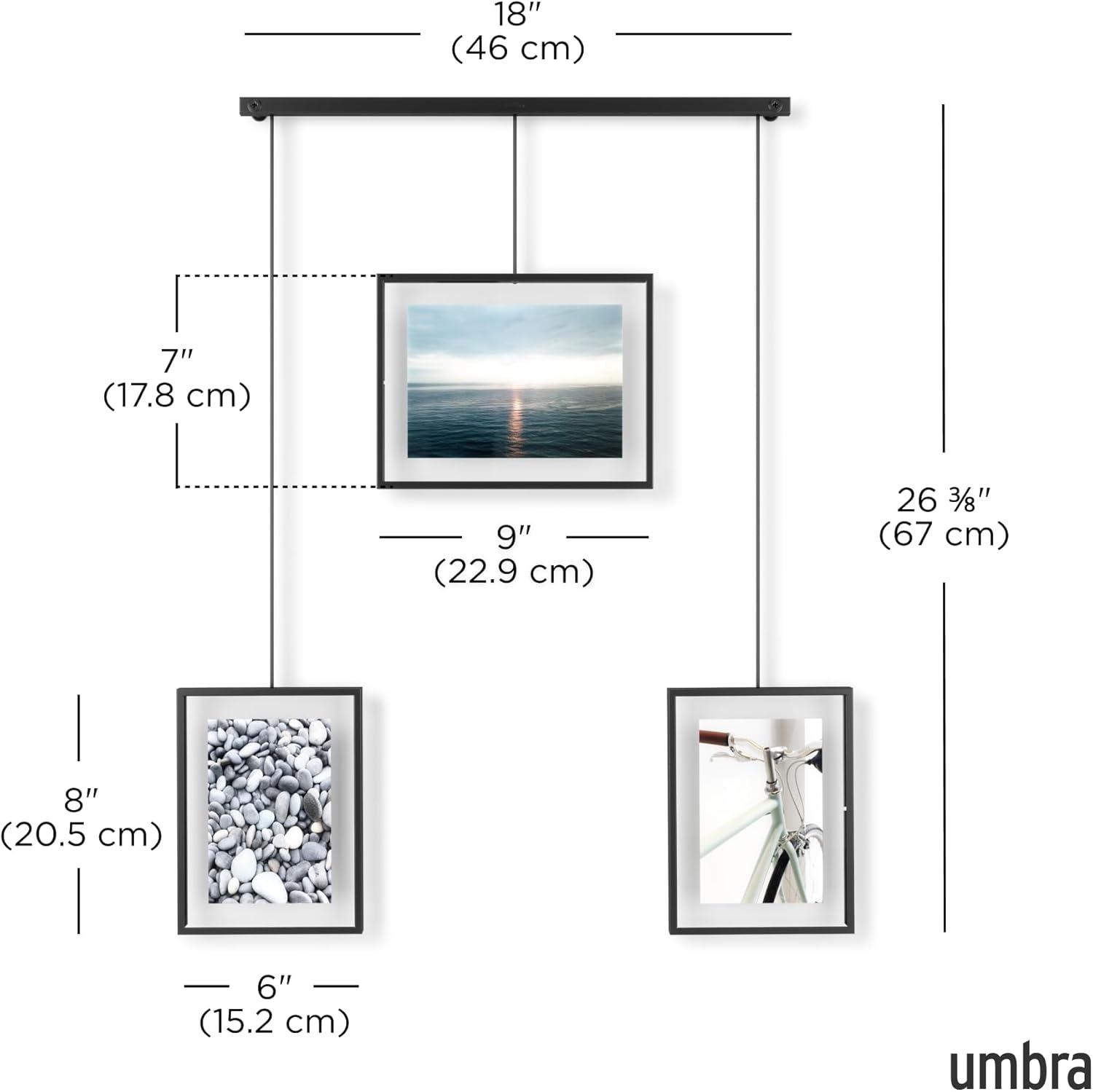 image:imageUmbra Exhibit Picture Frame Gallery Set Adjustable Collage Display for 3 Photos Prints Artwork and More Holds two 4x6 and one 5x7 Photos BlackBlack