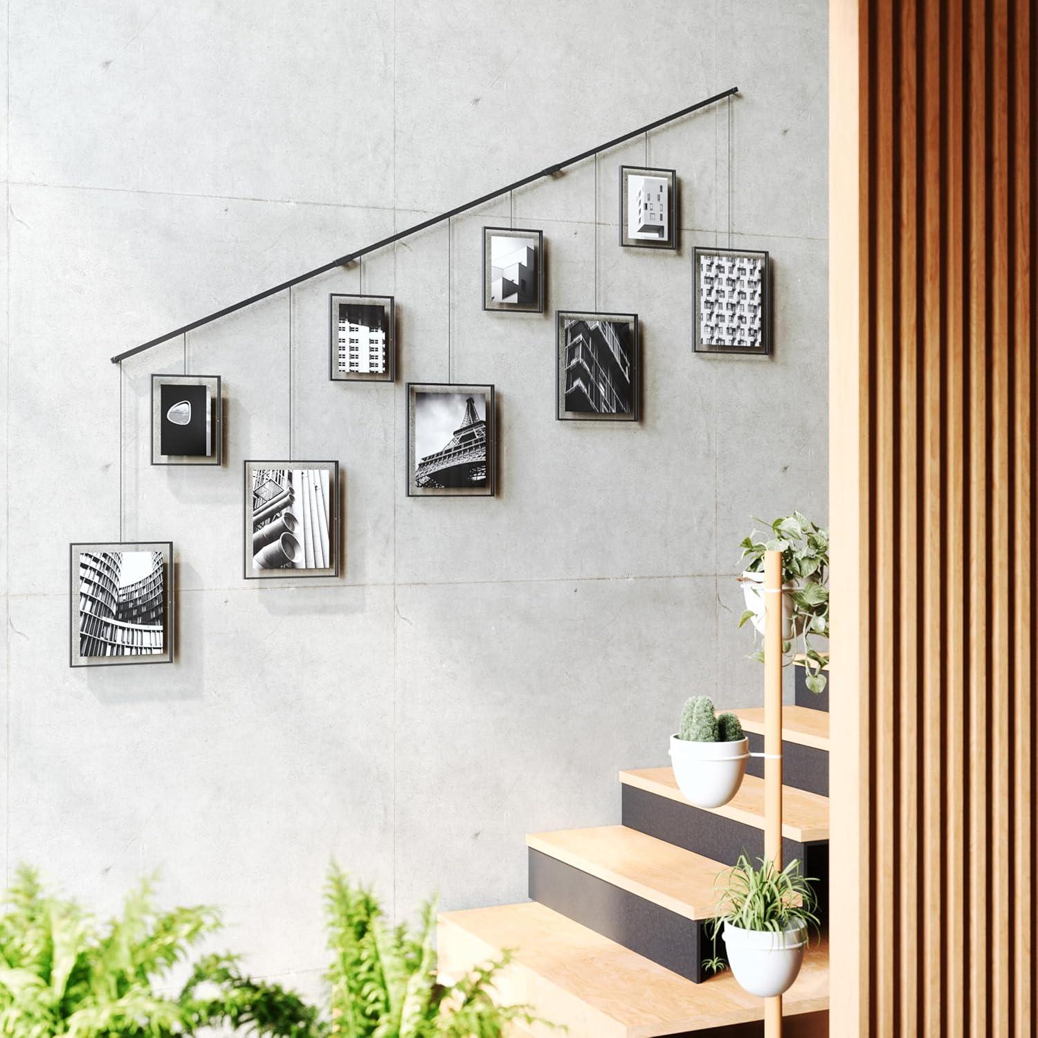 image:imageUmbra Exhibit Picture Frame Gallery Set Adjustable Collage Display for 3 Photos Prints Artwork and More Holds two 4x6 and one 5x7 Photos BlackBlack