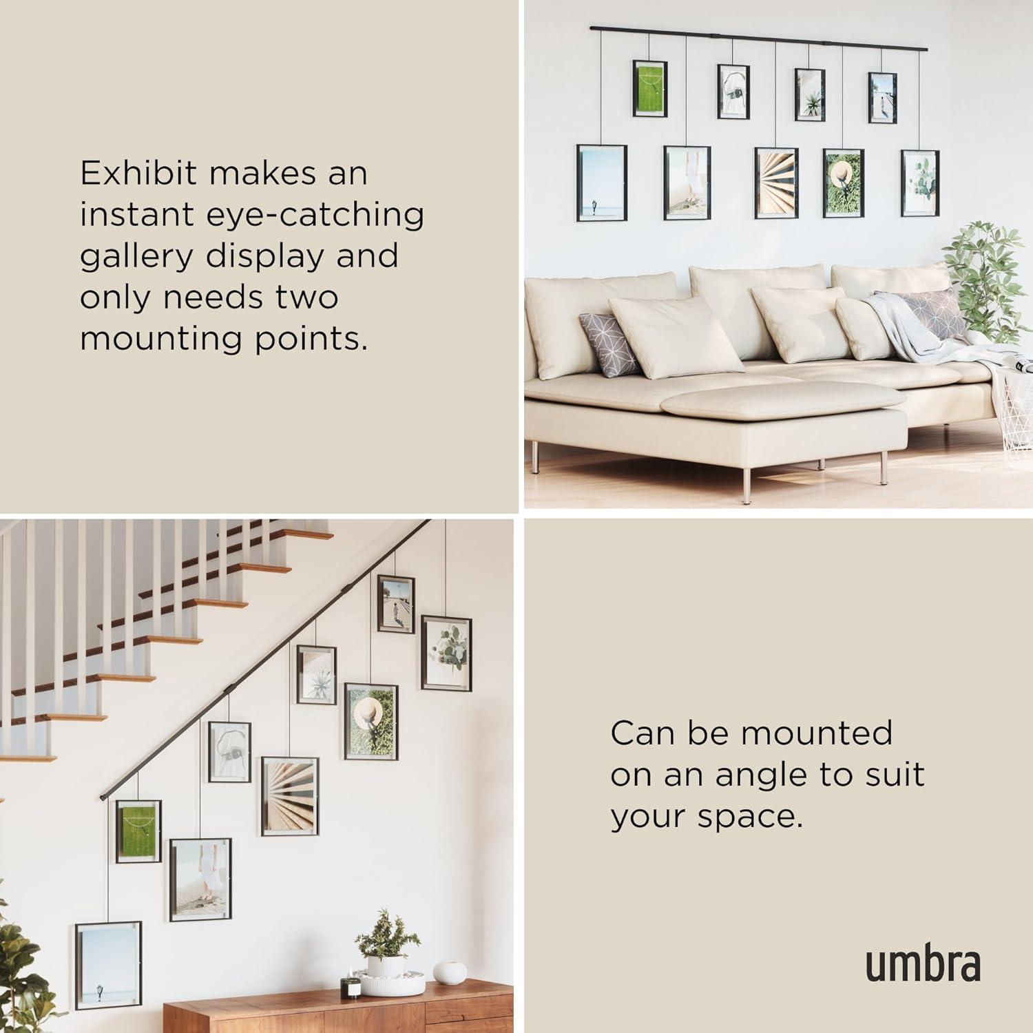 image:imageUmbra Exhibit Picture Frame Gallery Set Adjustable Collage Display for 3 Photos Prints Artwork and More Holds two 4x6 and one 5x7 Photos BlackBlack