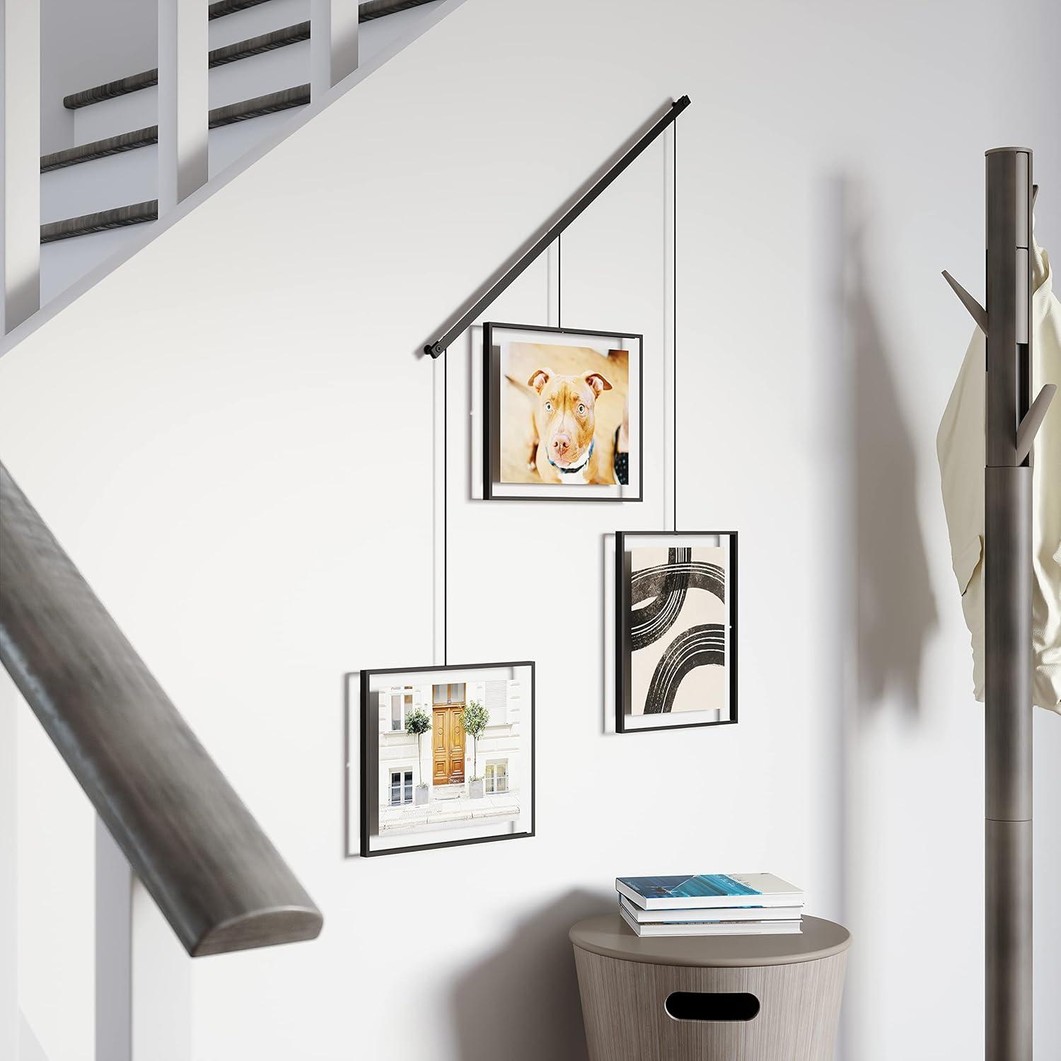 image:imageUmbra Exhibit Picture Frame Gallery Set Adjustable Collage Display for 3 Photos Prints Artwork and More Holds two 4x6 and one 5x7 Photos BlackBlack