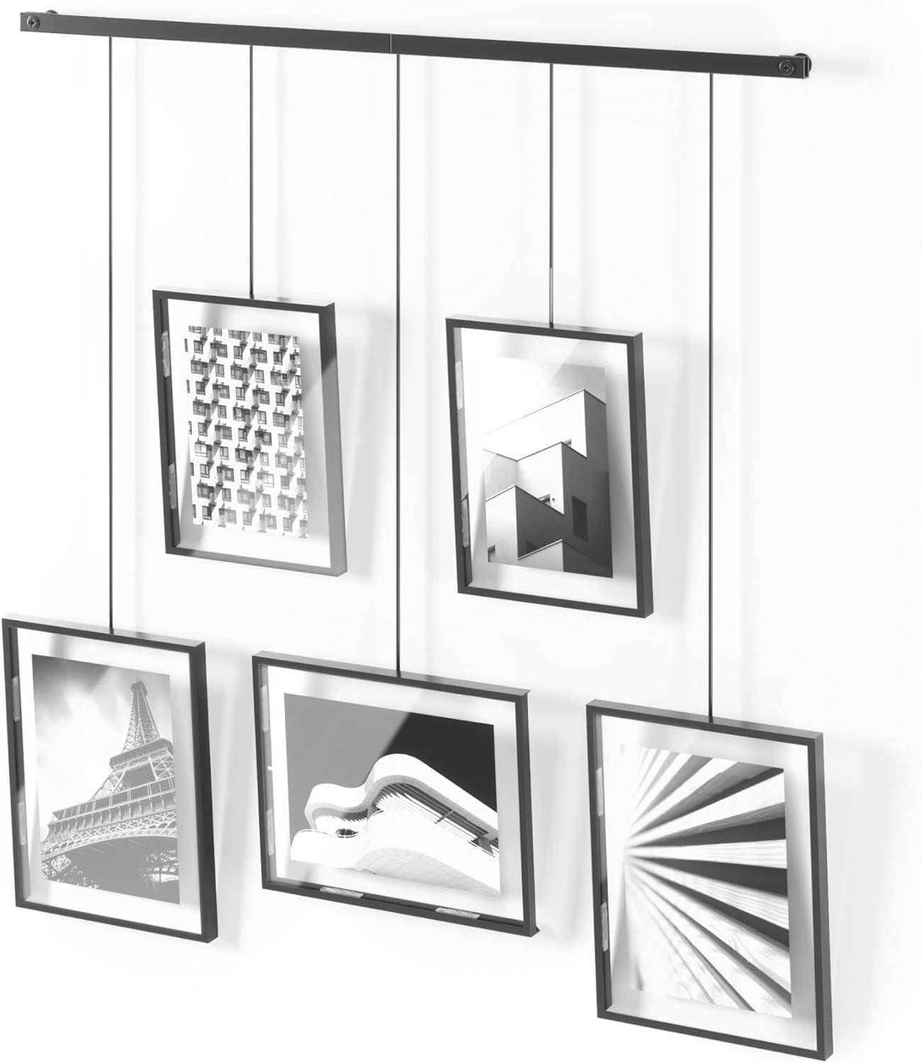 image:imageUmbra Exhibit Picture Frame Gallery Set Adjustable Collage Display for 3 Photos Prints Artwork and More Holds two 4x6 and one 5x7 Photos BlackBlack