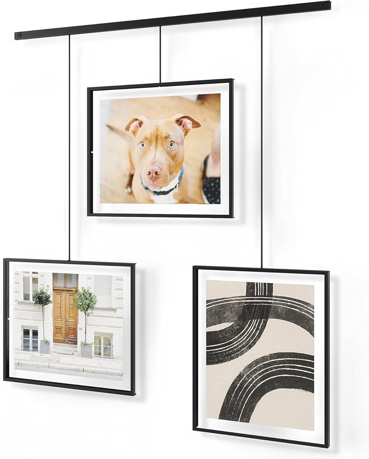 image:imageUmbra Exhibit Picture Frame Gallery Set Adjustable Collage Display for 3 Photos Prints Artwork and More Holds two 4x6 and one 5x7 Photos BlackBlack