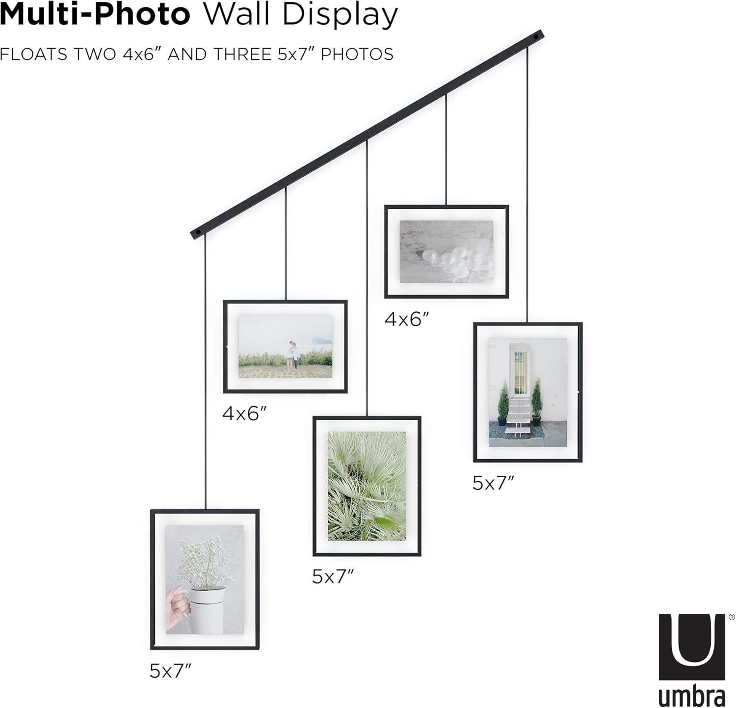 image:imageUmbra Exhibit Picture Frame Gallery Set Adjustable Collage Display for 3 Photos Prints Artwork and More Holds two 4x6 and one 5x7 Photos BlackBlack