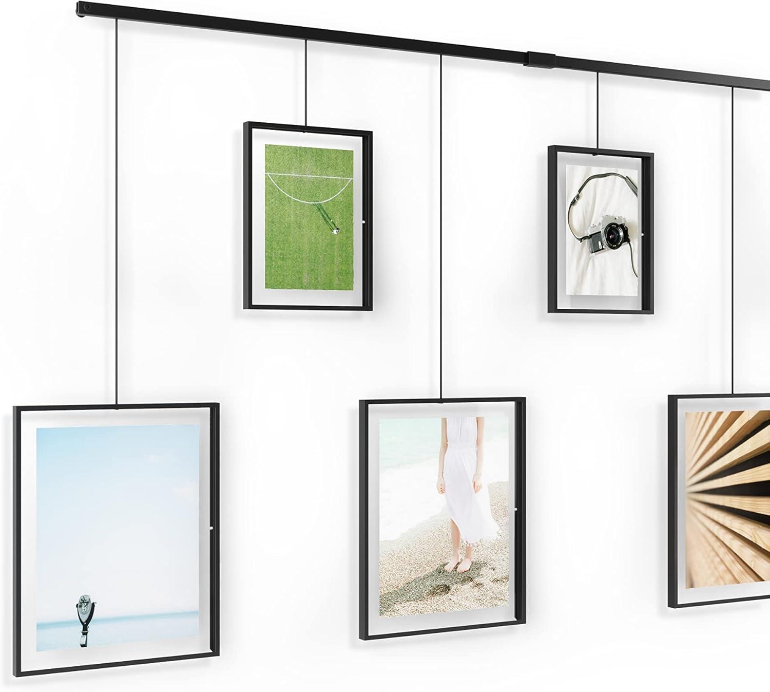 image:imageUmbra Exhibit Picture Frame Gallery Set Adjustable Collage Display for 3 Photos Prints Artwork and More Holds two 4x6 and one 5x7 Photos BlackBlack