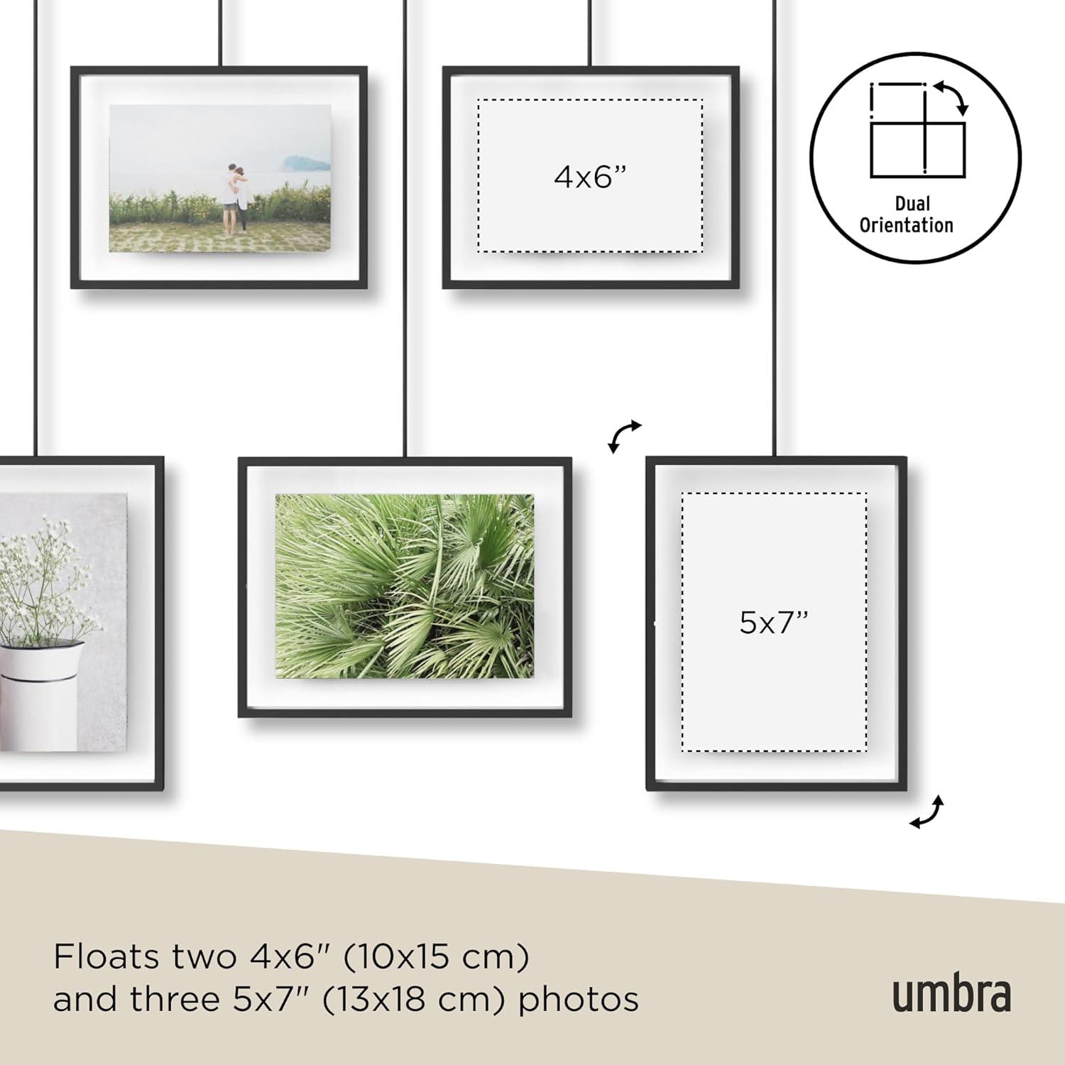 image:imageUmbra Exhibit Picture Frame Gallery Set Adjustable Collage Display for 3 Photos Prints Artwork and More Holds two 4x6 and one 5x7 Photos BlackBlack