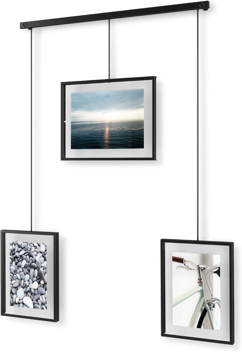 image:imageUmbra Exhibit Picture Frame Gallery Set Adjustable Collage Display for 3 Photos Prints Artwork and More Holds two 4x6 and one 5x7 Photos BlackBlack
