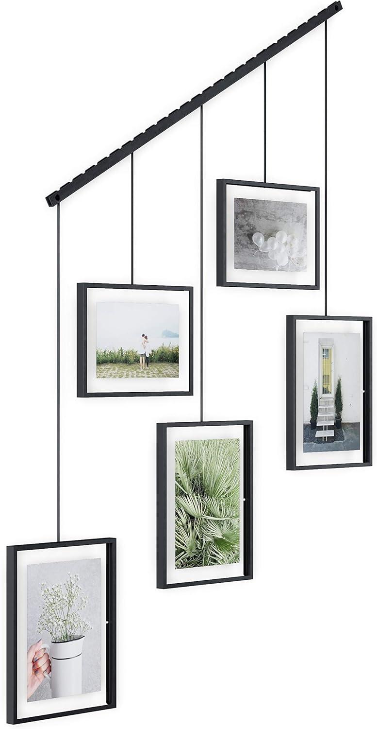 image:imageUmbra Exhibit Picture Frame Gallery Set Adjustable Collage Display for 3 Photos Prints Artwork and More Holds two 4x6 and one 5x7 Photos BlackBlack