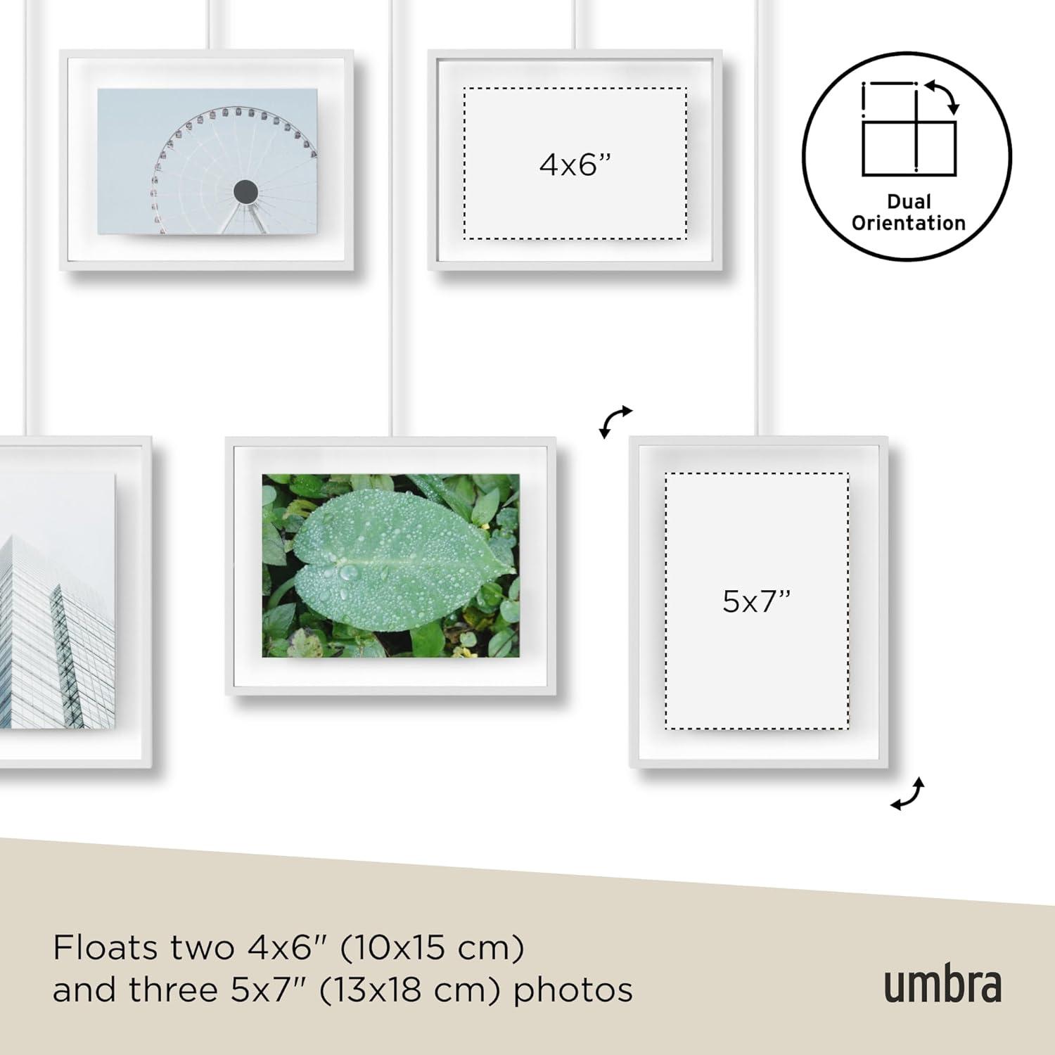 image:imageUmbra Exhibit Picture Frame Gallery Set Adjustable Collage Display for 3 Photos Prints Artwork and More Holds two 4x6 and one 5x7 Photos BlackWhite