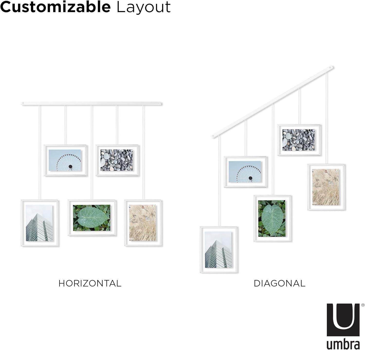 image:imageUmbra Exhibit Picture Frame Gallery Set Adjustable Collage Display for 3 Photos Prints Artwork and More Holds two 4x6 and one 5x7 Photos BlackWhite