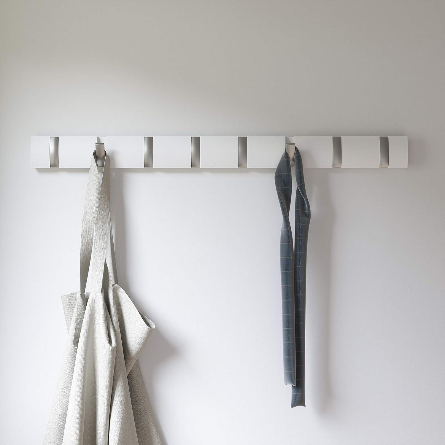 image:imageUmbra Flip WallMounted Coat Rack with 3 Hooks Modern SpaceSaving Storage for Hats Jackets Bags Entryway Mudroom Closet Bathroom Bedroom NaturalNickelWhiteNickel