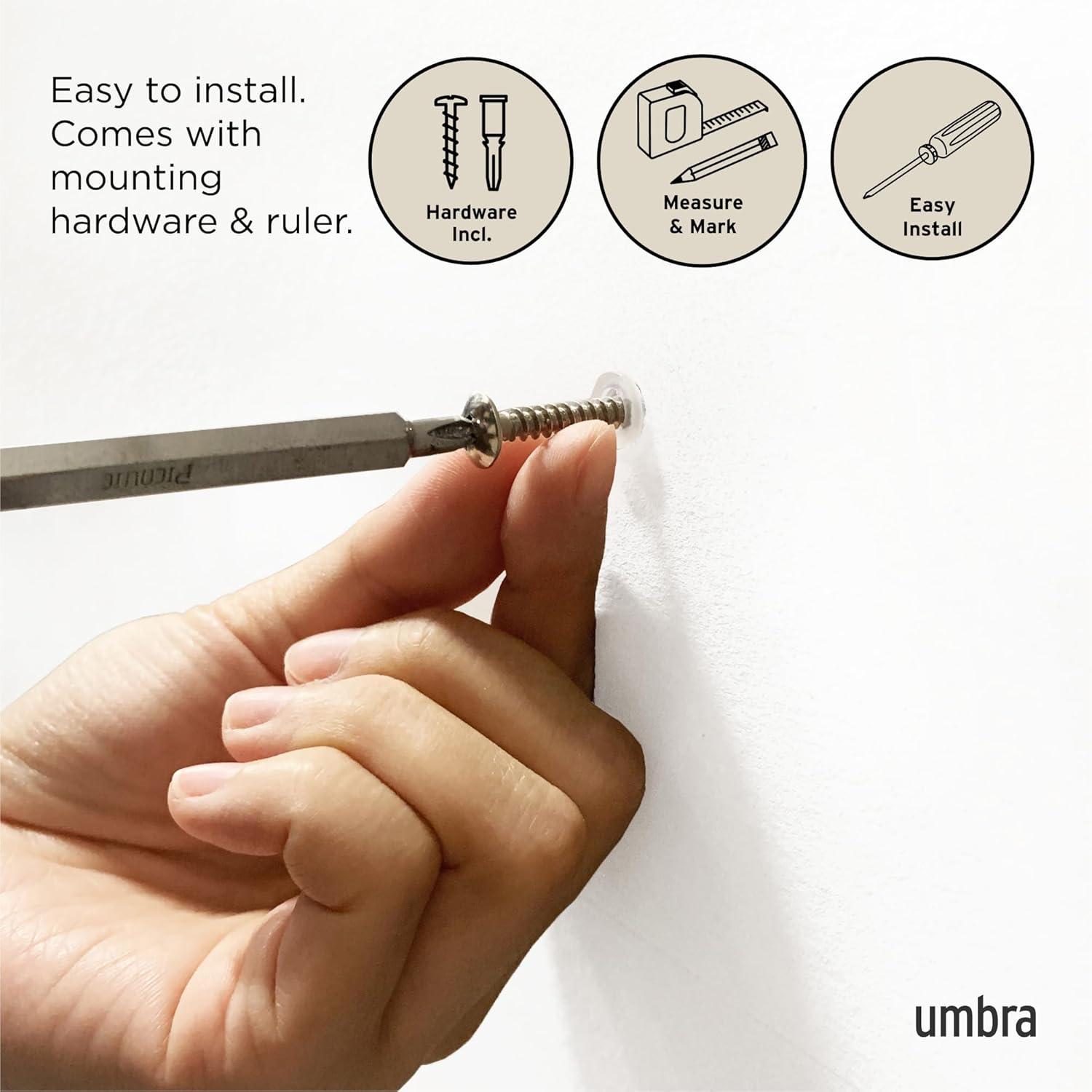 image:imageUmbra Flip WallMounted Coat Rack with 3 Hooks Modern SpaceSaving Storage for Hats Jackets Bags Entryway Mudroom Closet Bathroom Bedroom NaturalNickelWhiteNickel