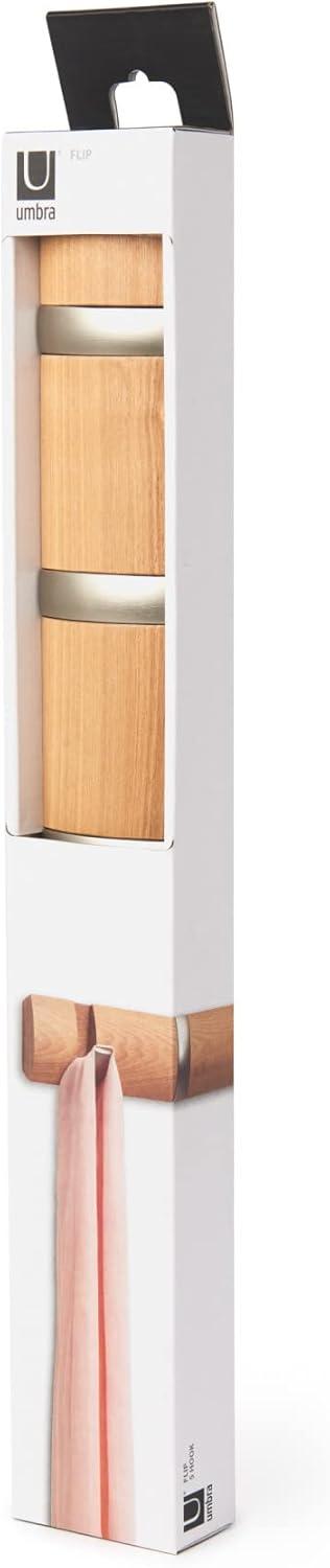 image:imageUmbra Flip WallMounted Coat Rack with 3 Hooks Modern SpaceSaving Storage for Hats Jackets Bags Entryway Mudroom Closet Bathroom Bedroom NaturalNickelNatural