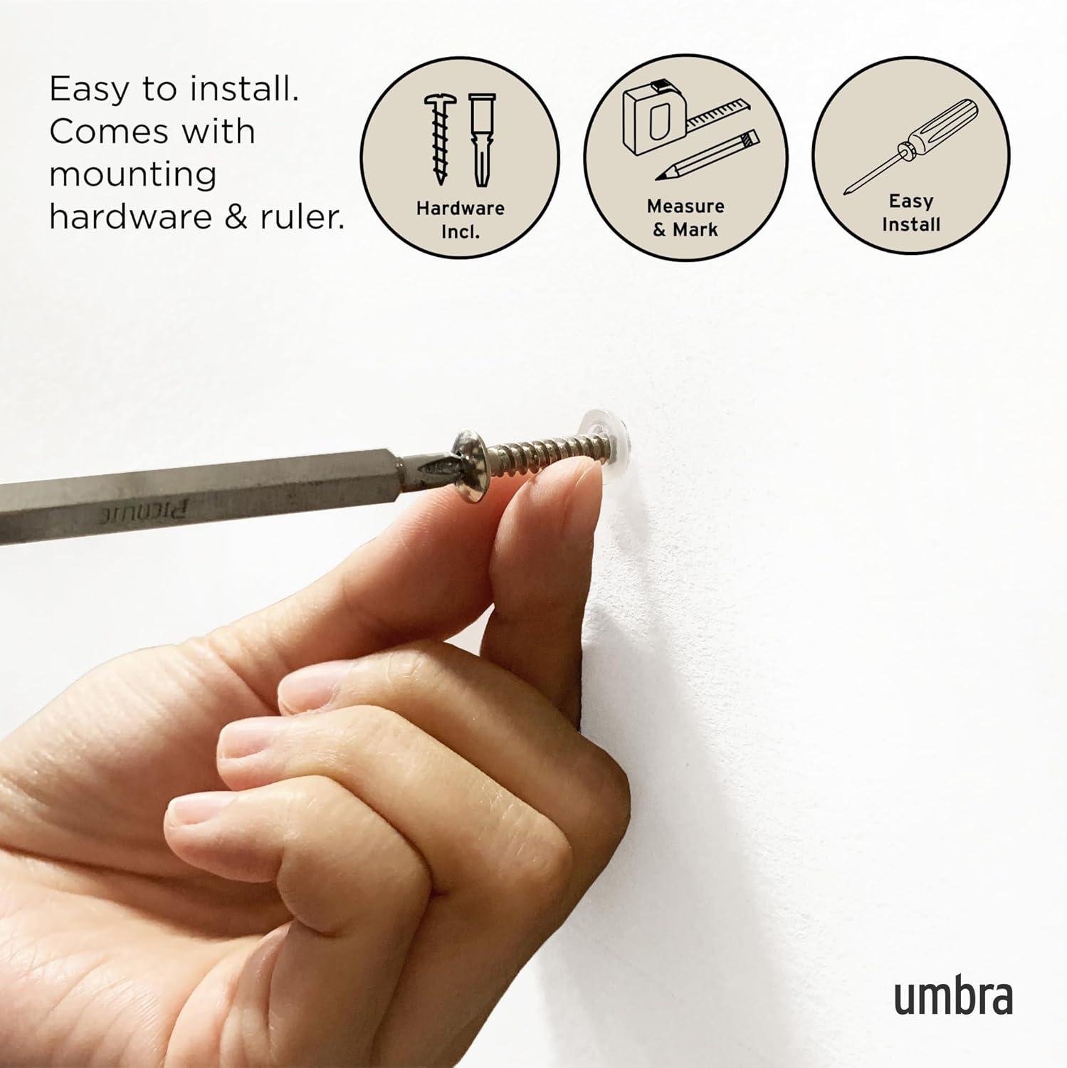 image:imageUmbra Flip WallMounted Coat Rack with 3 Hooks Modern SpaceSaving Storage for Hats Jackets Bags Entryway Mudroom Closet Bathroom Bedroom NaturalNickelWalnutGold