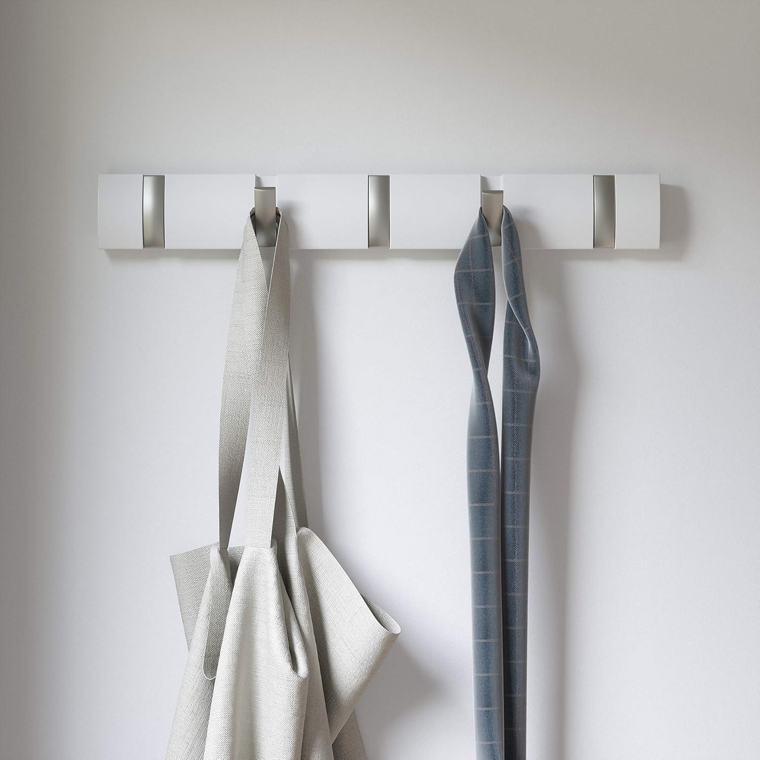 image:imageUmbra Flip WallMounted Coat Rack with 3 Hooks Modern SpaceSaving Storage for Hats Jackets Bags Entryway Mudroom Closet Bathroom Bedroom NaturalNickelWhiteNickel