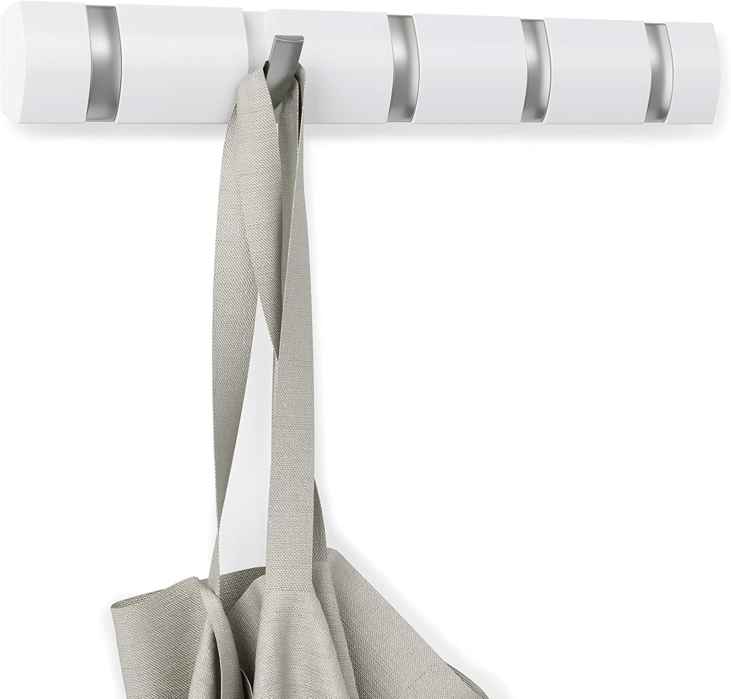 image:imageUmbra Flip WallMounted Coat Rack with 3 Hooks Modern SpaceSaving Storage for Hats Jackets Bags Entryway Mudroom Closet Bathroom Bedroom NaturalNickelWhiteNickel