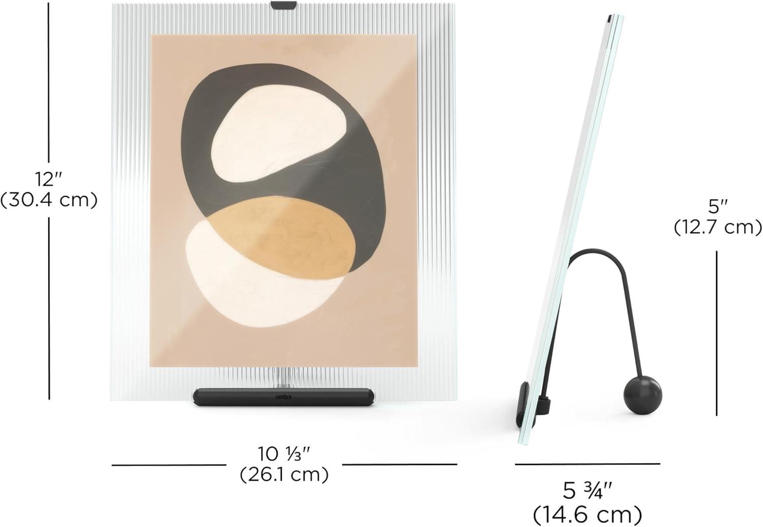 image:imageUmbra Flute 5x7 Floating Picture Frame Modern Glass Photo Frame with Ribbed Backing and Integrated Easel Tabletop Display for Photos or Artwork ChromeBlack
