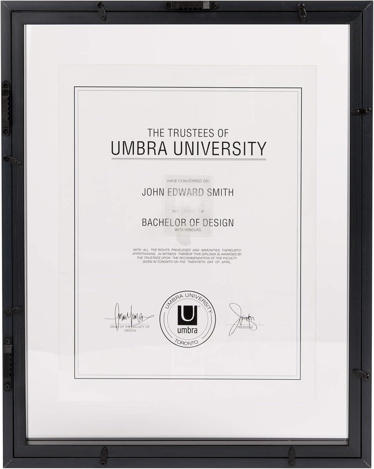 image:imageUmbra Frame for Displaying Documents Diploma Certificate Photo or Artwork 11 x 14 floats 812 x 11 Black 2 Count11 x 14