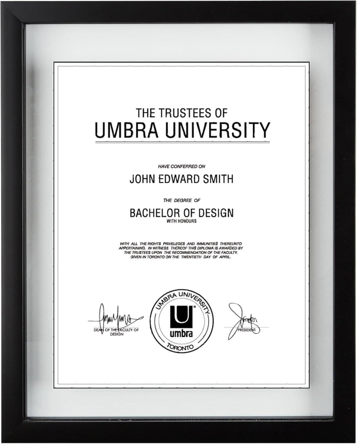 image:imageUmbra Frame for Displaying Documents Diploma Certificate Photo or Artwork 11 x 14 floats 812 x 11 Black 2 Count11 x 14
