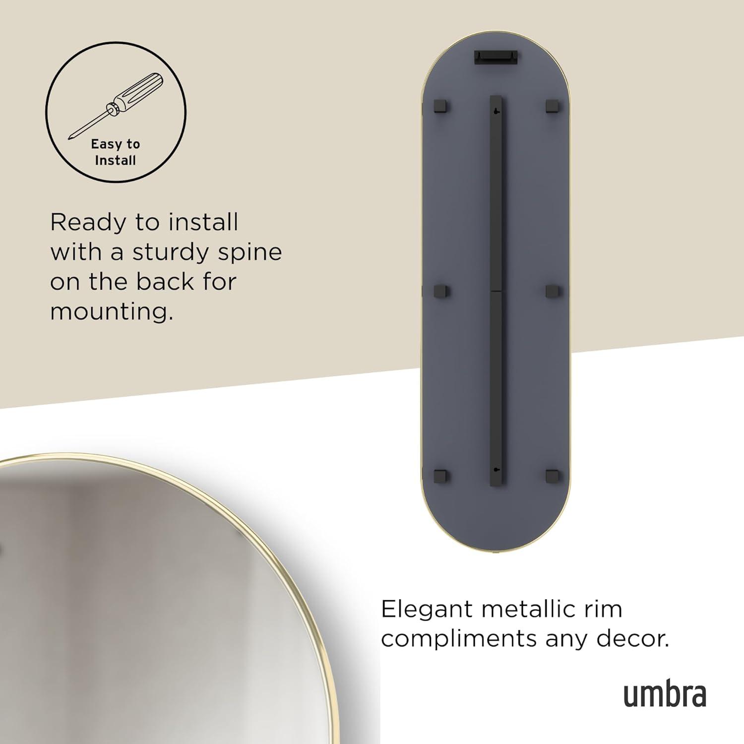 image:imageUmbra Hubba Pill Wall Mirror Full Length Mirror with Slim Brass Frame Modern Elongated Oval Design for Bedroom Living Room amp EntrywayGold