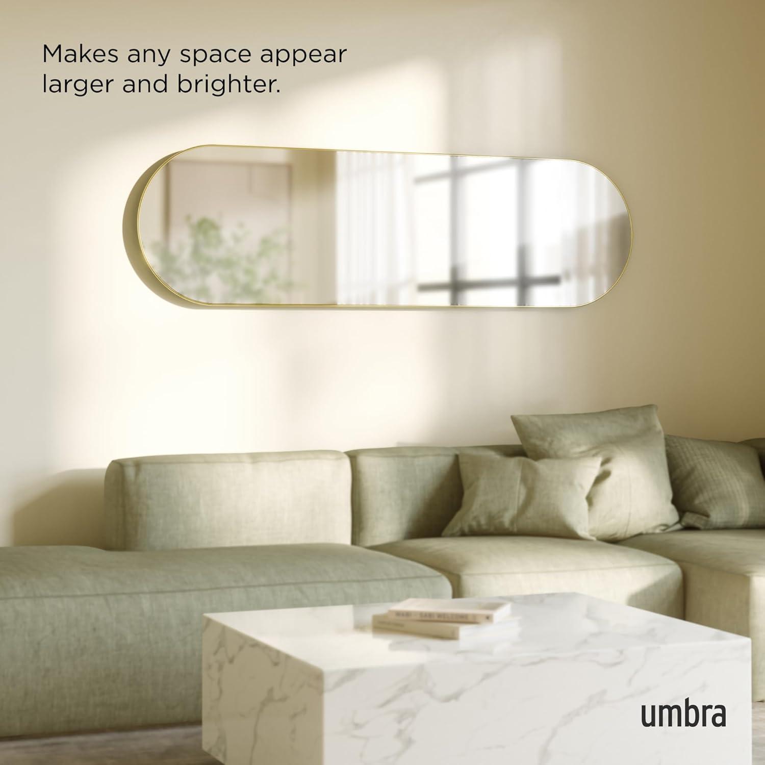 image:imageUmbra Hubba Pill Wall Mirror Full Length Mirror with Slim Brass Frame Modern Elongated Oval Design for Bedroom Living Room amp EntrywayGold