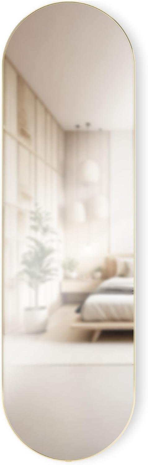 image:imageUmbra Hubba Pill Wall Mirror Full Length Mirror with Slim Brass Frame Modern Elongated Oval Design for Bedroom Living Room amp EntrywayGold