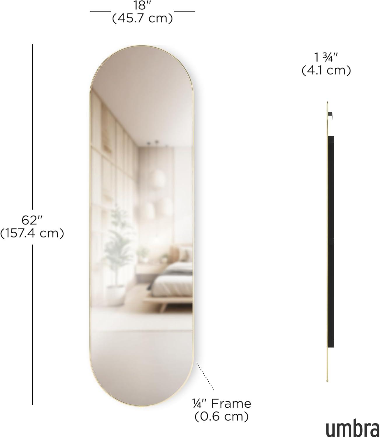 image:imageUmbra Hubba Pill Wall Mirror Full Length Mirror with Slim Brass Frame Modern Elongated Oval Design for Bedroom Living Room amp EntrywayGold