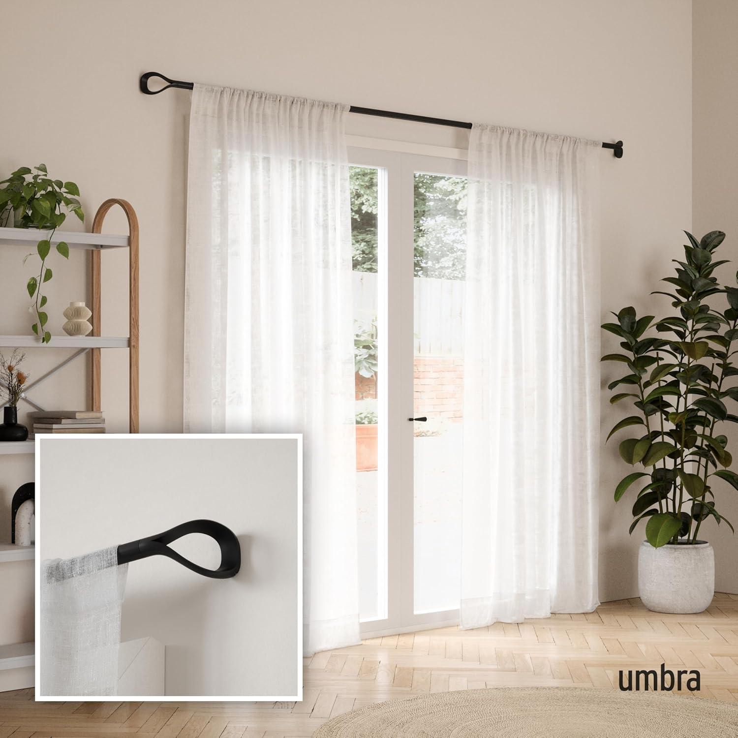 image:imageUmbra Loop 1Inch Diameter Curtain Rod 42 to 120Inch EcoFriendly NickelBlack